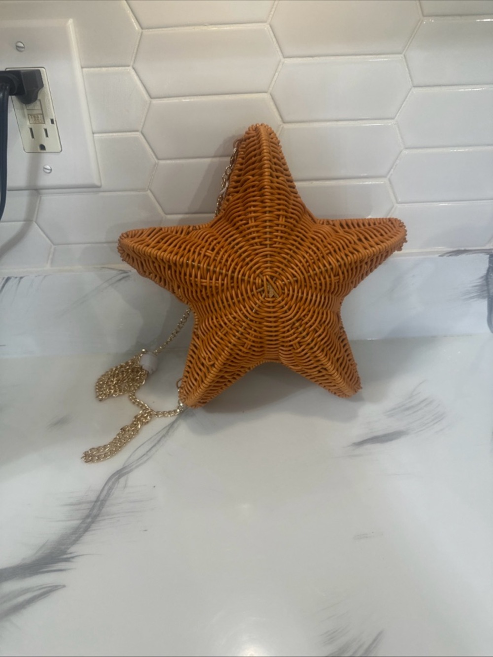 Sincerely Jules Woven Star Clutch in Cognac Brown